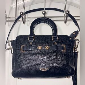 Coach Mini Blake Pebbled Leather Satchel Crossbody Black F37635